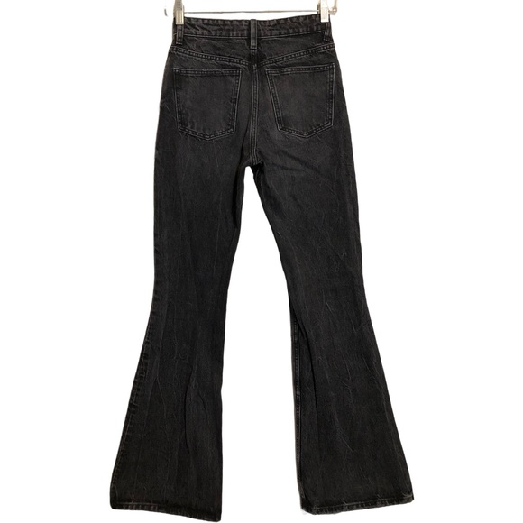 Zara Women's 25X32 Skinny High Rise Black Gray Flare Distressed Denim Jeans 2 - Picture 2 of 9